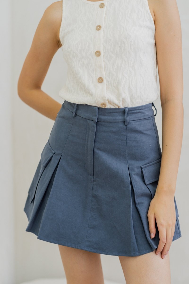 Meara Cargo Skort in Steel Blue