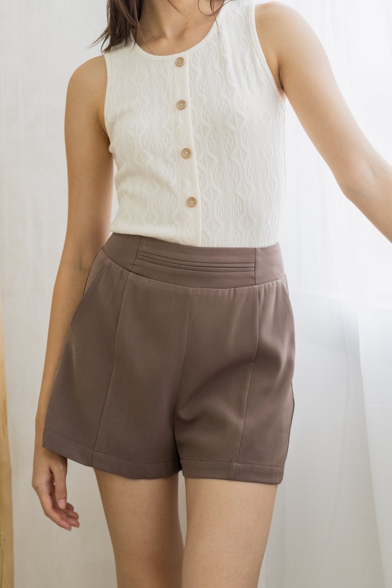 Suzy Button Knit Top in White