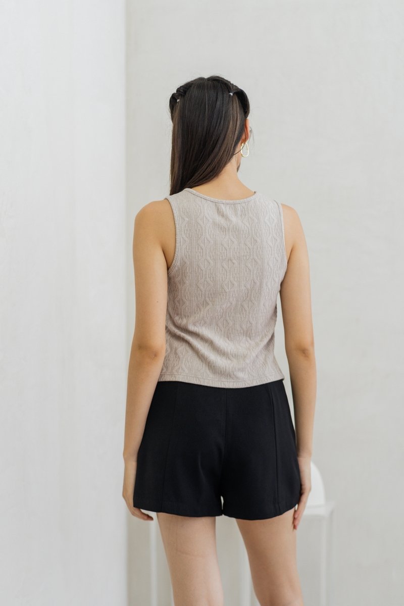 Suzy Button Knit Top in Khaki