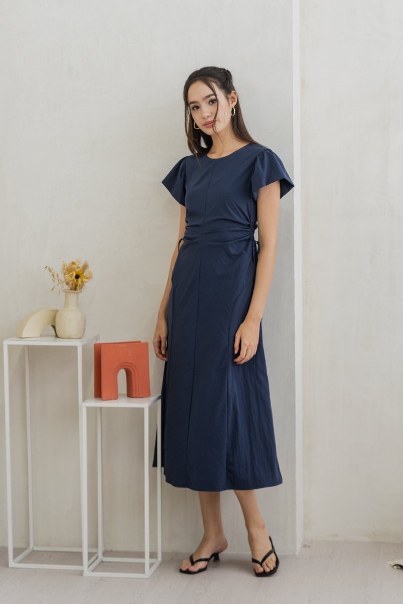 Hilda Textured Maxi Dress in Navy (XS)