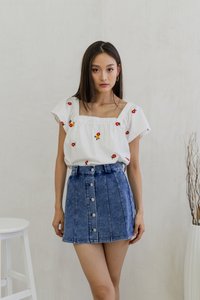 Qara Denim Button Skort