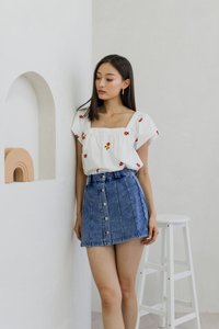 Qara Denim Button Skort