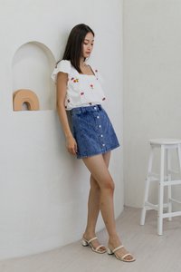 Qara Denim Button Skort