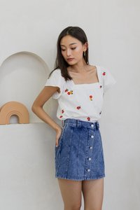 Qara Denim Button Skort