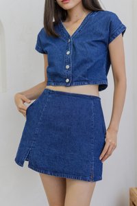 Piper Denim Slit Skort in Dark Wash (XS)