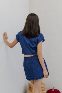 Piper Denim Button Top in Dark Wash (XS)