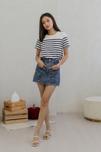 Jade Front Zipper Pocket Denim Skort