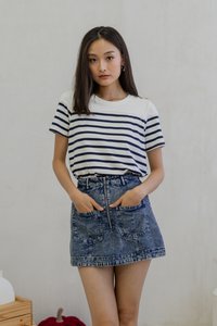 Jade Front Zipper Pocket Denim Skort