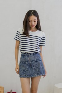Jade Front Zipper Pocket Denim Skort