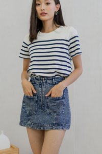 Jade Front Zipper Pocket Denim Skort