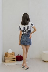 Jade Front Zipper Pocket Denim Skort