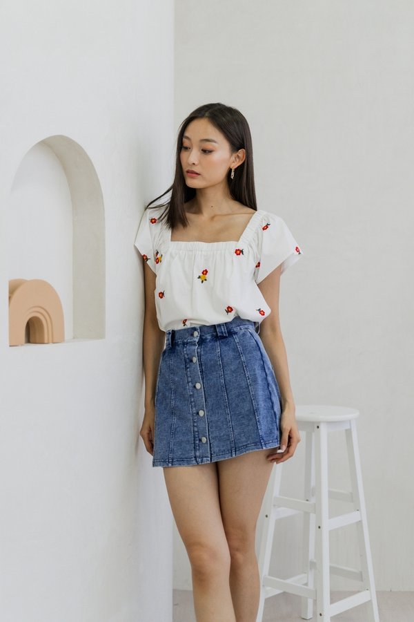 Qara Denim Button Skort