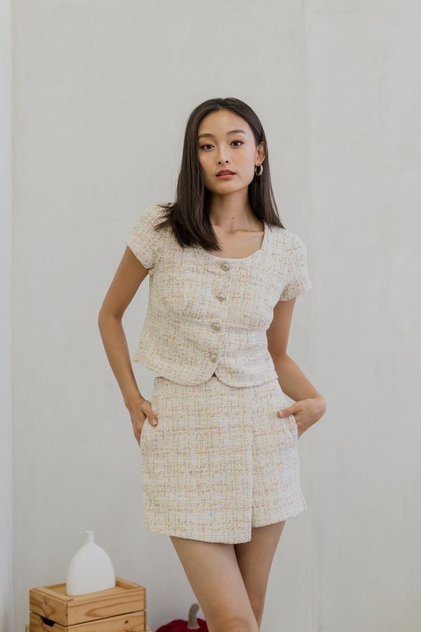Juniper Tweed Skort in Cream