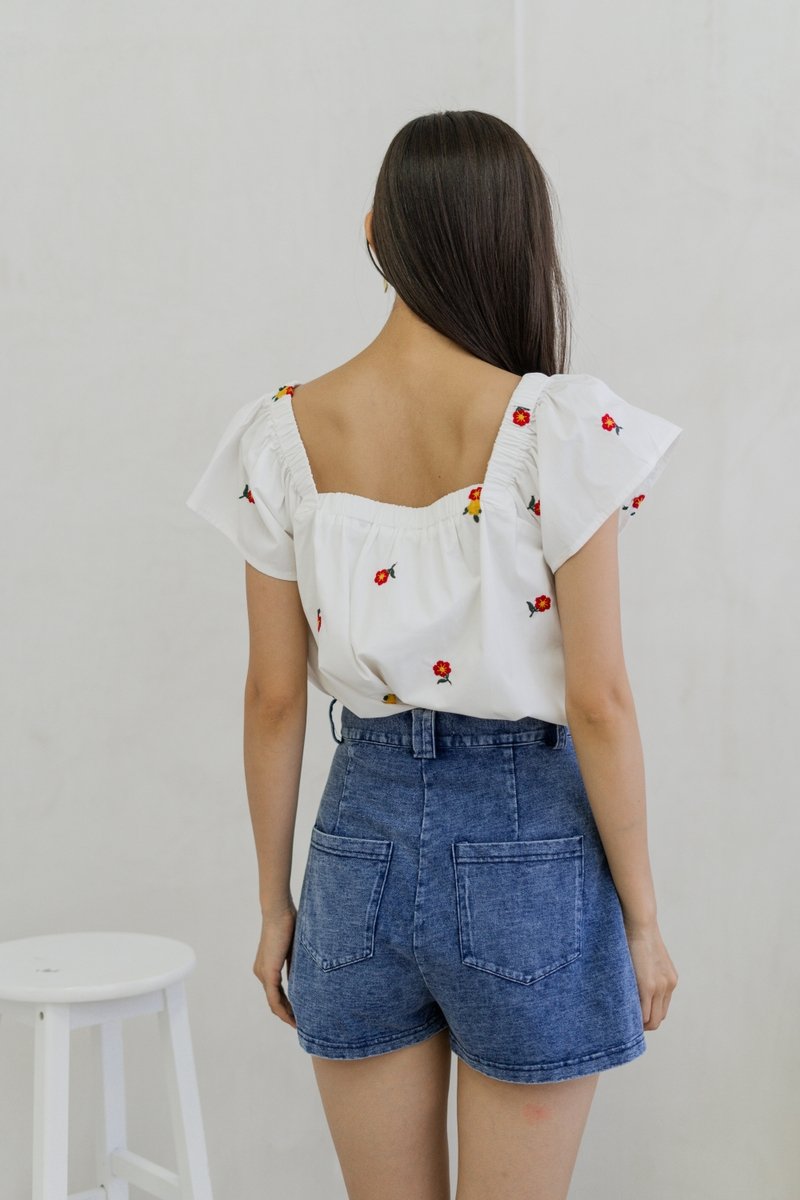 Qara Denim Button Skort