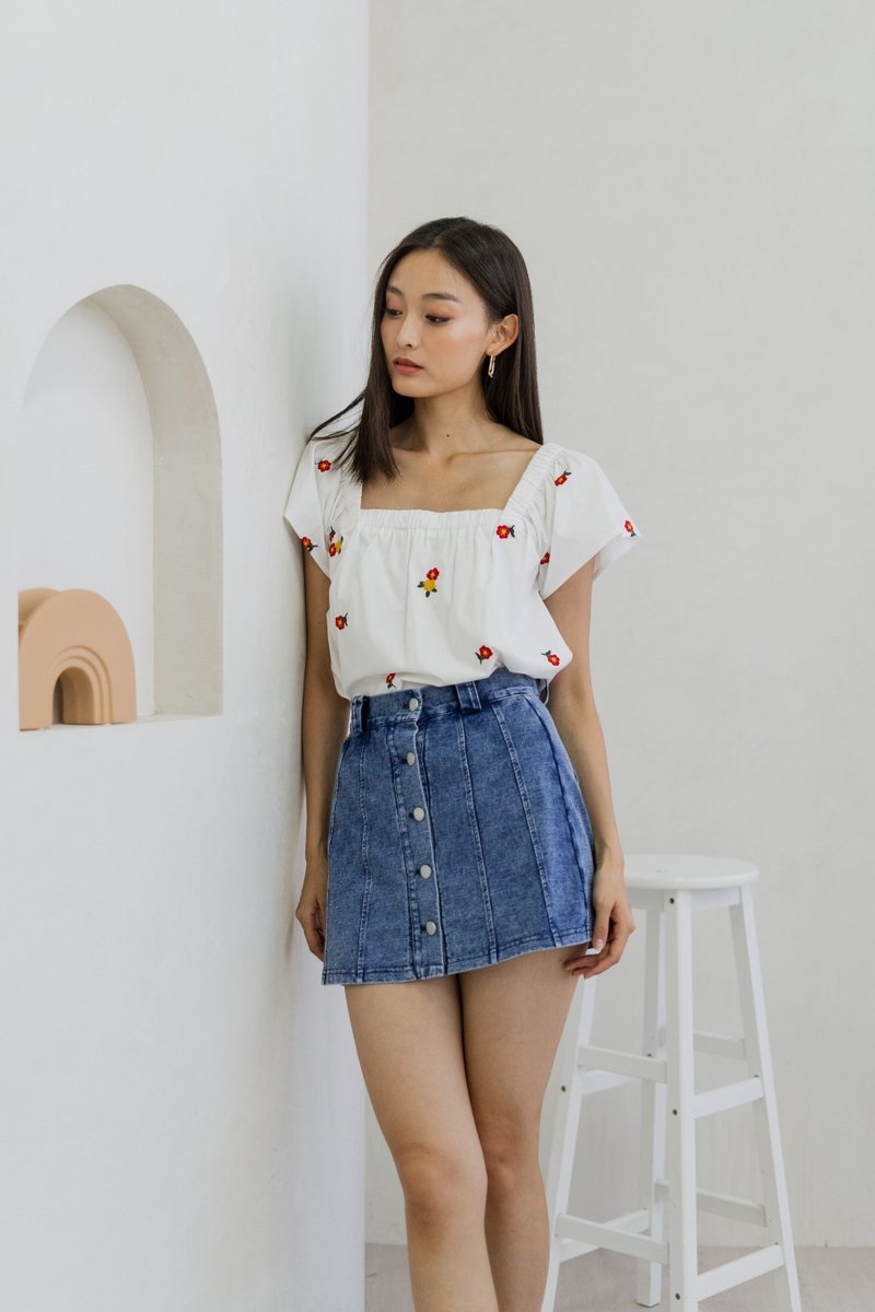 Qara Denim Button Skort
