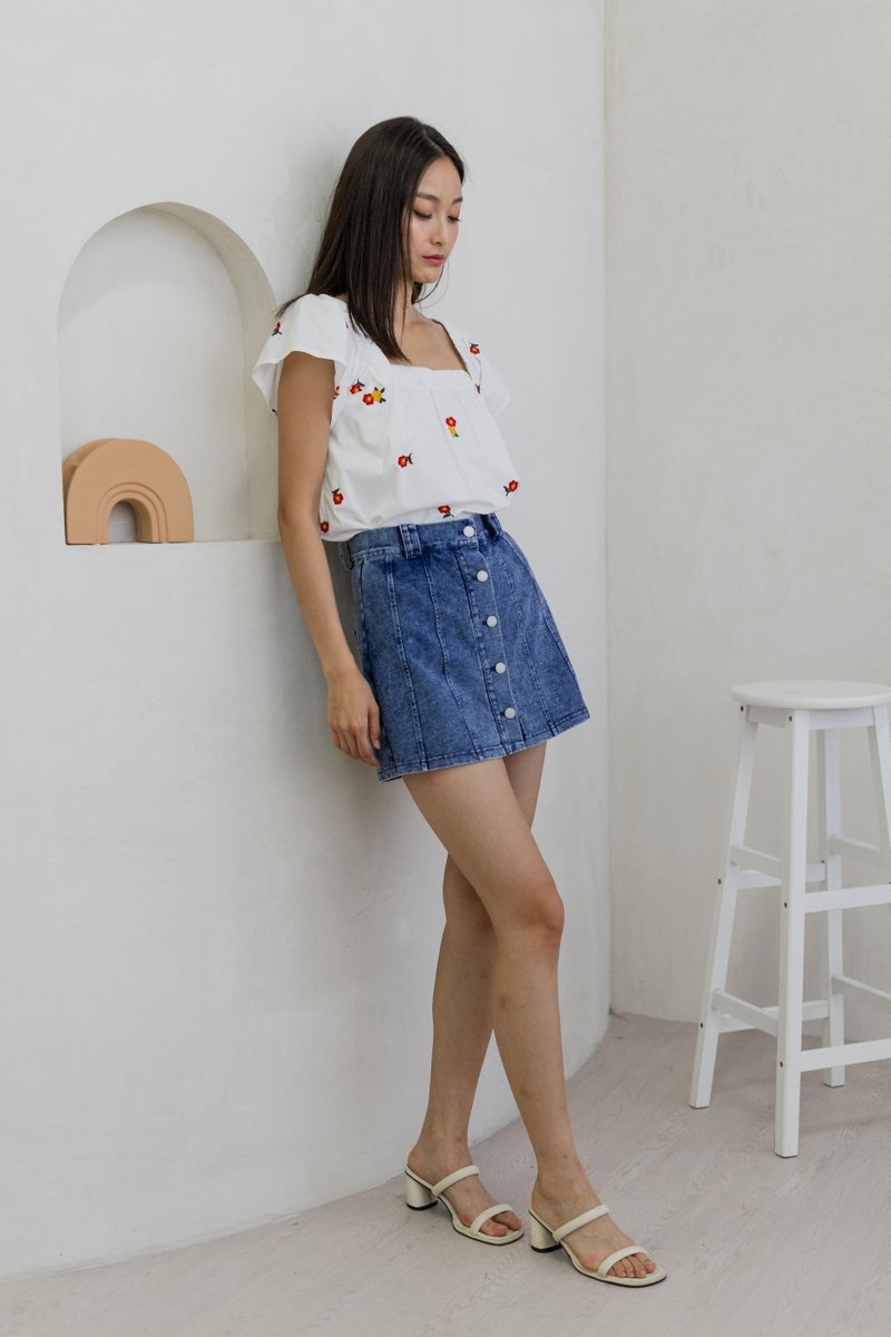 Qara Denim Button Skort