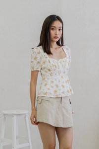 Millie Eyelet Floral Tie Ribbon Top (XS)