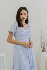 Jill Eyelet Sleeve Maxi Dress In Blue (XS)