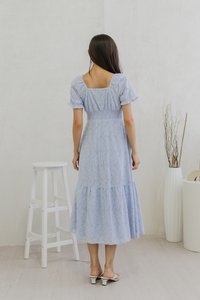 Jill Eyelet Sleeve Maxi Dress In Blue (XS)