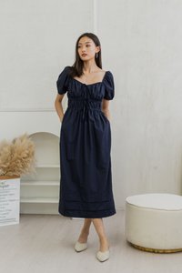 Arlet Tie Ribbon Maxi Dress In Navy (XS)