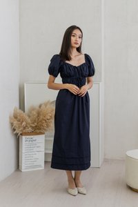 Arlet Tie Ribbon Maxi Dress In Navy (XS)