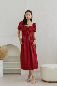 Arlet Tie Ribbon Maxi Dress In Wine Red