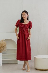 Arlet Tie Ribbon Maxi Dress In Wine Red