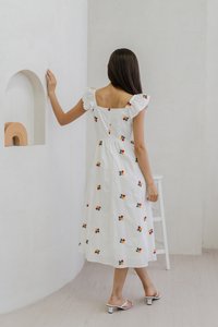 Layana Embroidered Ruffle Maxi Dress In White (XS)