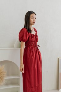 Arlet Tie Ribbon Maxi Dress In Wine Red