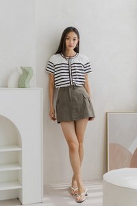 Kass Cotton Stripes Button Top In White