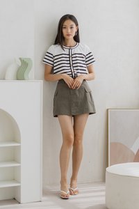 Kass Cotton Stripes Button Top In White