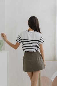 Kass Cotton Stripes Button Top In White