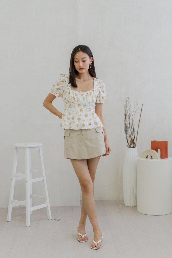 Millie Eyelet Floral Tie Ribbon Top (XS)