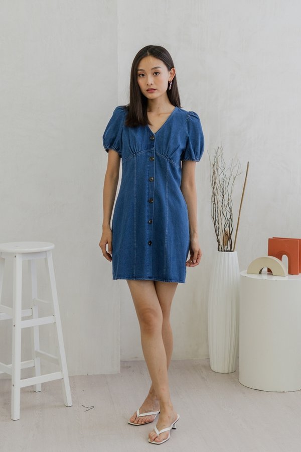 Meera Empire Button Denim Dress (XS)