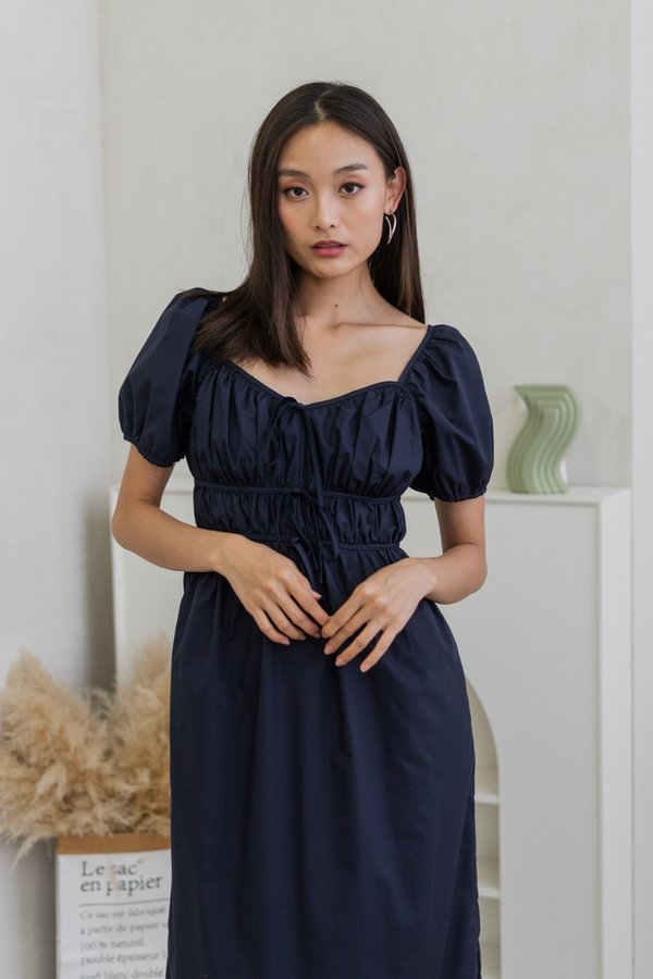 Arlet Tie Ribbon Maxi Dress In Navy (XS)