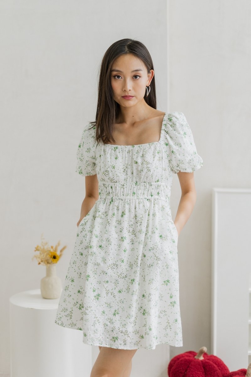 Myley Ruched Eyelet Dress (XS)
