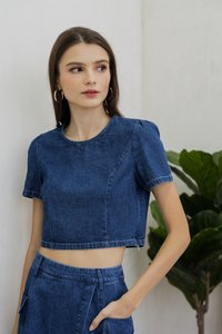 Kienna Denim Overlap Skorts In Dark Wash (XS)