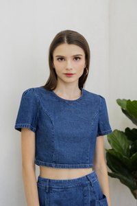 Kienna Denim Overlap Skorts In Dark Wash (XS)