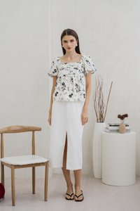 Mandy Pleated Eyelet Top (XS)
