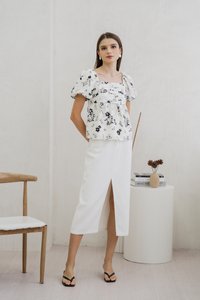 Mandy Pleated Eyelet Top (XS)