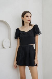 Odell Mesh Bow Crop Top In Black