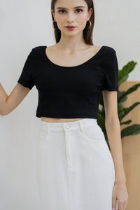 Acacia Ribbed Padded Crop Top In Black