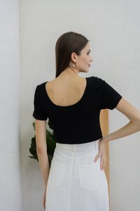 Acacia Ribbed Padded Crop Top In Black