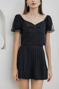 Odell Mesh Bow Crop Top In Black