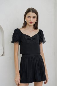 Odell Mesh Bow Crop Top In Black