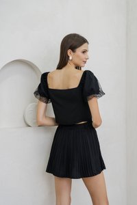 Odell Mesh Bow Crop Top In Black