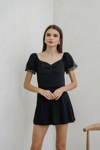 Odell Mesh Bow Crop Top In Black