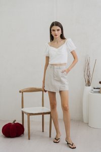 Odell Mesh Bow Crop Top In White