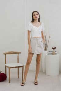 Odell Mesh Bow Crop Top In White