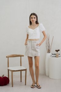 Odell Mesh Bow Crop Top In White